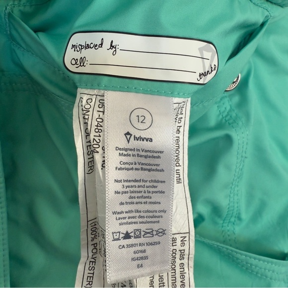 Ivivva Reversable vest in gray and teal girls Size: 12 - Picture 4 of 6